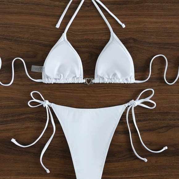 Womens Heart Stone White Bikini Size Small BRAND NEW - Picture 3 of 4
